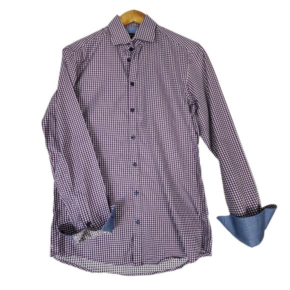 Sand Copenhagen Other - Sand Copenhagen Shirt Mens Sz 15 (EU 38) Check Purple White Contrast Cuffs